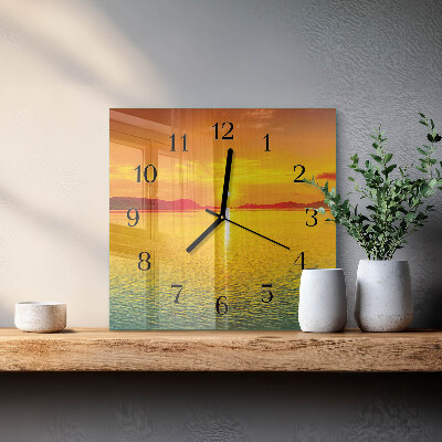 Quadratische wanduhr modern Sonnenuntergang