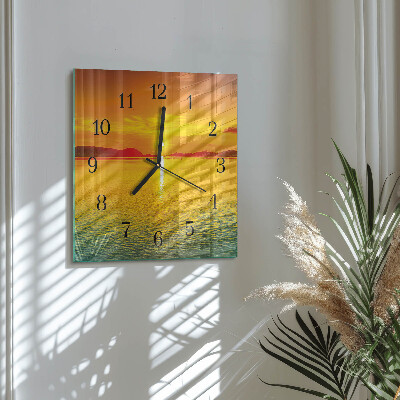 Quadratische wanduhr modern Sonnenuntergang