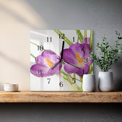 Glasuhr quadratisch Krokusse