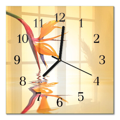 Quadratische wanduhr Blume