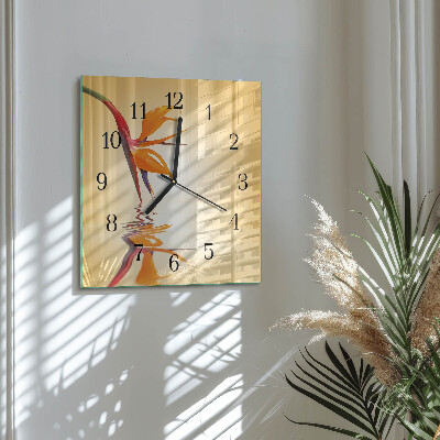 Quadratische wanduhr Blume