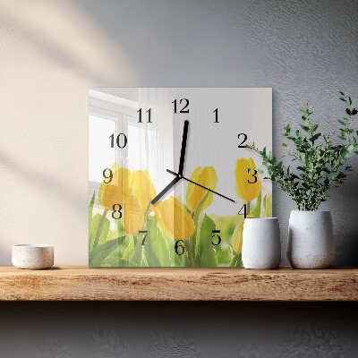 Moderne wanduhr quadratisch Tulpen