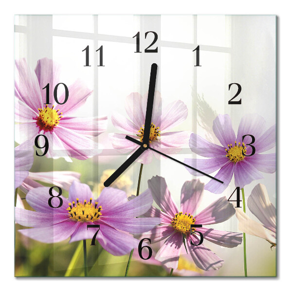 Quadratische wanduhr modern Blumen