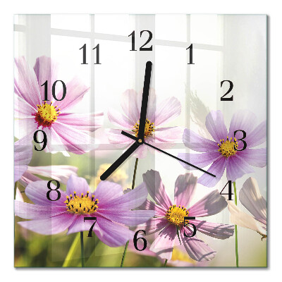 Quadratische wanduhr modern Blumen