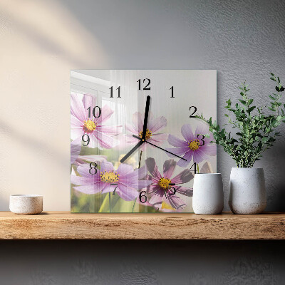 Quadratische wanduhr modern Blumen