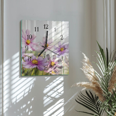 Quadratische wanduhr modern Blumen