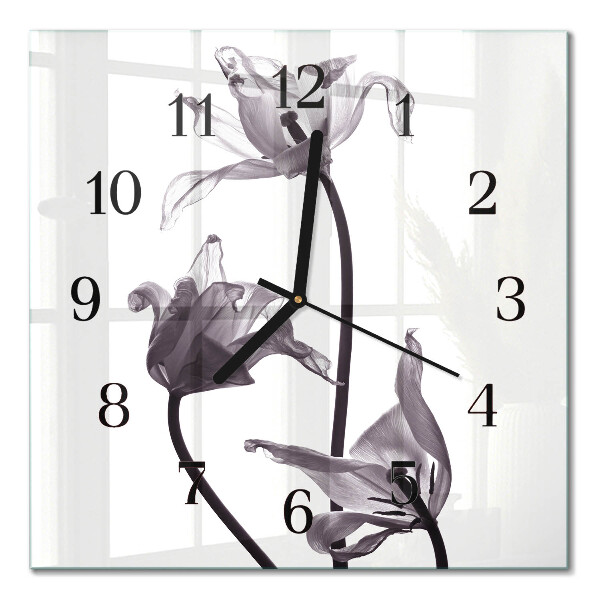 Wanduhr mit motiv quadratisch Blumen