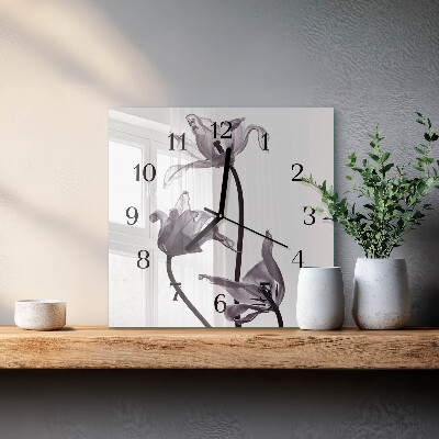 Wanduhr mit motiv quadratisch Blumen