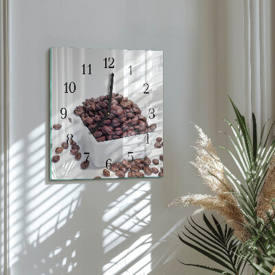 Quadratische wanduhr modern Kaffeebohnen