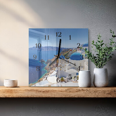 Quadratische wanduhr modern Santorini