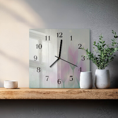 Quadratische wanduhr Blumen