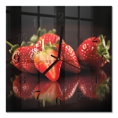 Quadratische wanduhr Erdbeeren