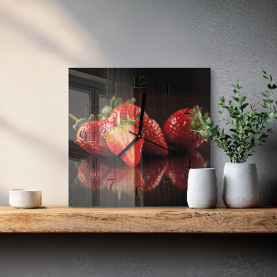 Quadratische wanduhr Erdbeeren