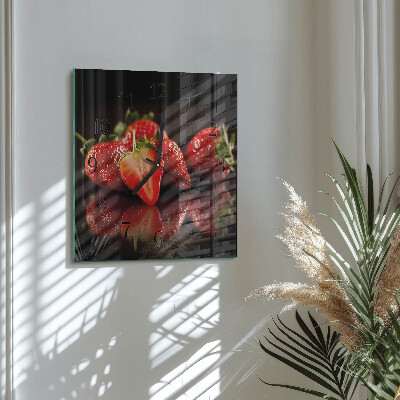 Quadratische wanduhr Erdbeeren