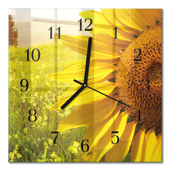 Quadratische wanduhr Sonnenblume