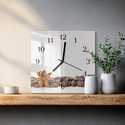 Quadratische wanduhr modern Kaffeebohnen