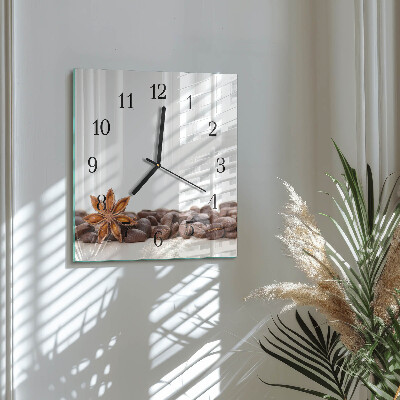 Quadratische wanduhr modern Kaffeebohnen