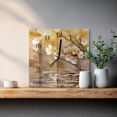 Glasuhr quadratisch Blumen