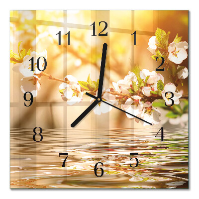 Quadratische wanduhr Blumen