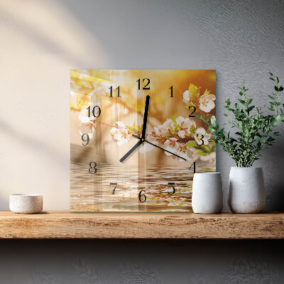 Quadratische wanduhr Blumen