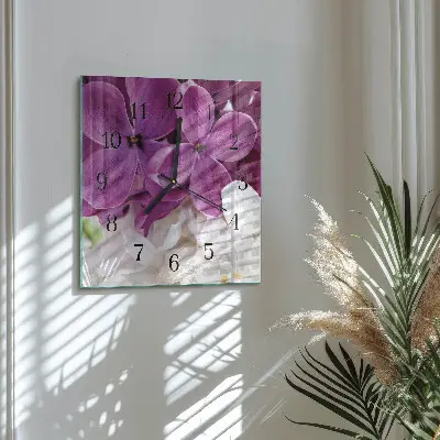 Quadratische wanduhr modern Blumen