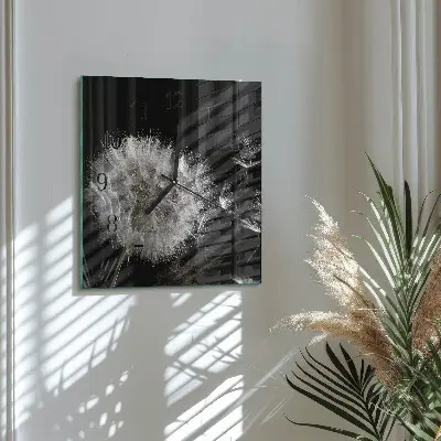 Glasuhr quadratisch Löwenzahn