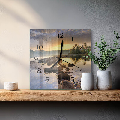 Moderne wanduhr quadratisch Natura-See
