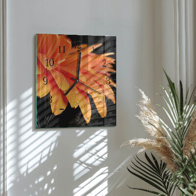 Glasuhr quadratisch Gerbera