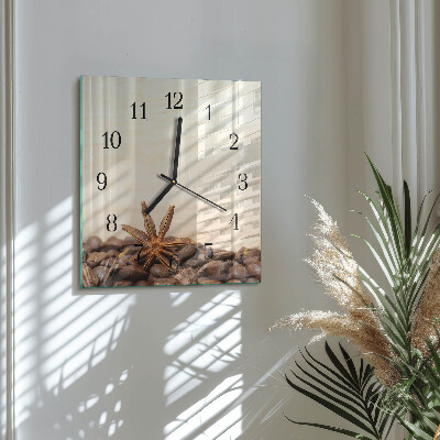 Quadratische wanduhr modern Kaffeebohnen