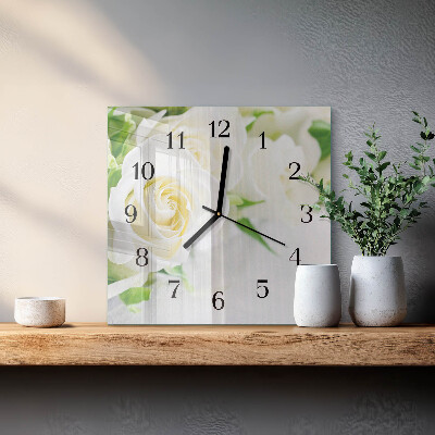 Moderne wanduhr quadratisch Rosen