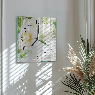 Moderne wanduhr quadratisch Rosen