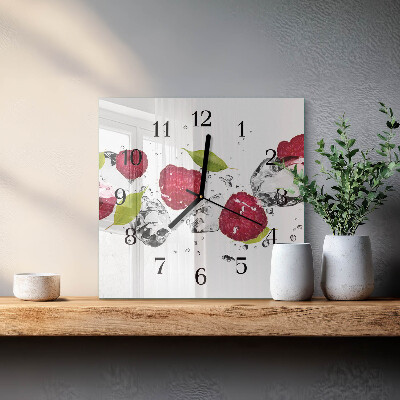 Wanduhr mit motiv quadratisch Himbeeren