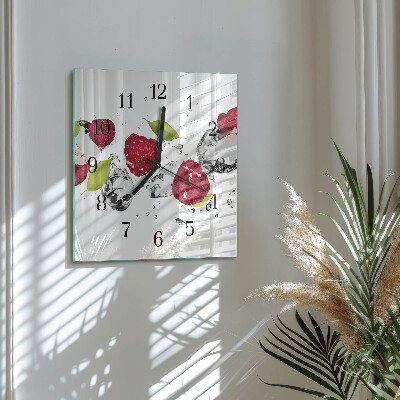 Wanduhr mit motiv quadratisch Himbeeren