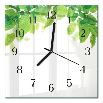 Quadratische wanduhr Blätter