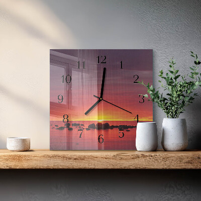Moderne wanduhr quadratisch Sonnenuntergang