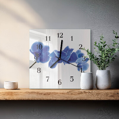 Moderne wanduhr quadratisch Orchidee