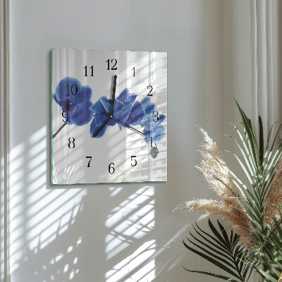 Moderne wanduhr quadratisch Orchidee