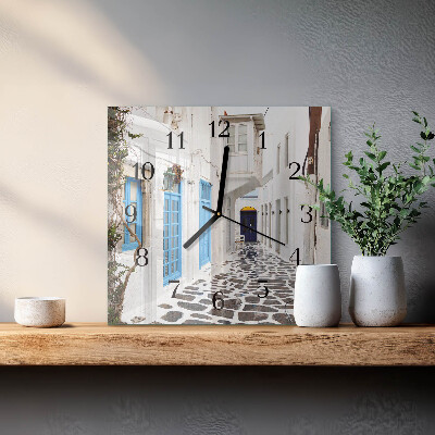 Quadratische wanduhr modern Santorini