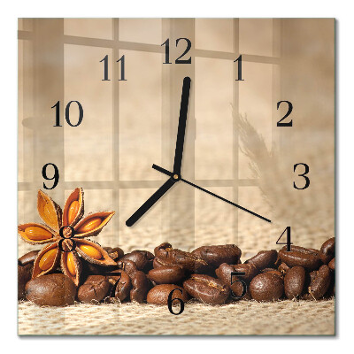 Moderne wanduhr quadratisch Kaffeebohnen