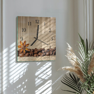 Moderne wanduhr quadratisch Kaffeebohnen