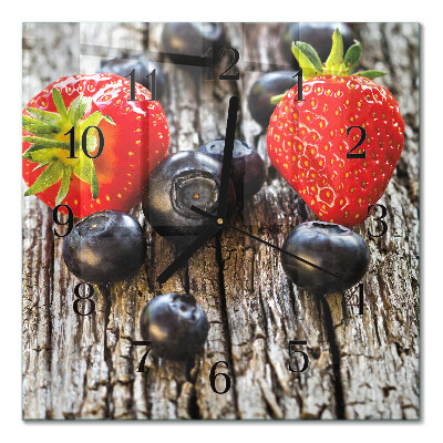 Glasuhr quadratisch Beeren