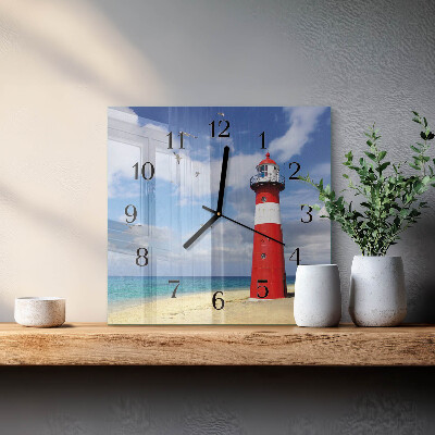 Quadratische wanduhr Leuchtturm