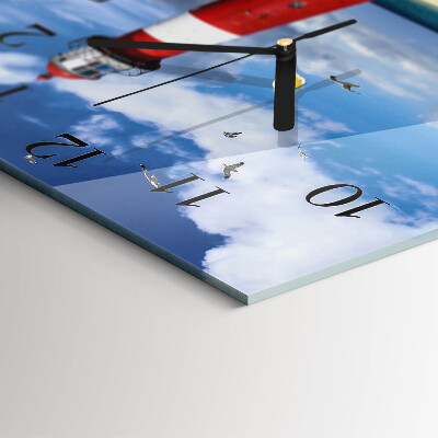 Quadratische wanduhr Leuchtturm