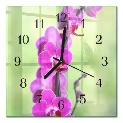 Moderne wanduhr quadratisch Orchidee