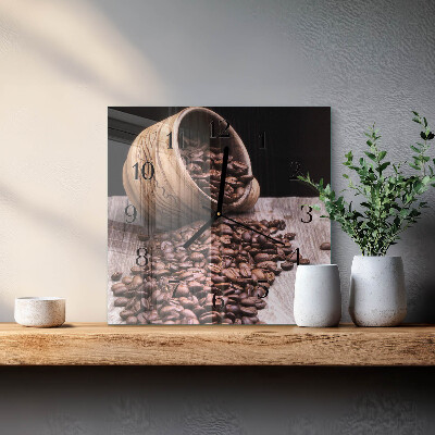 Wanduhr mit motiv quadratisch Kaffeebohnen