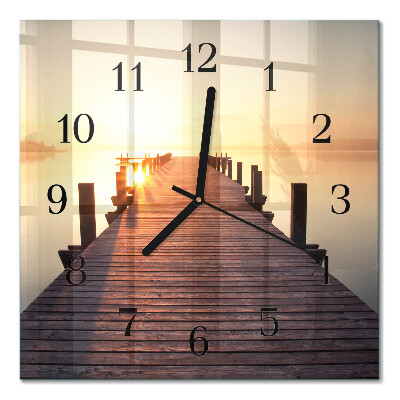 Quadratische wanduhr modern Brücke über den See