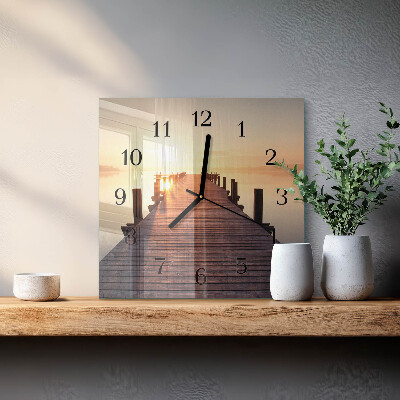 Quadratische wanduhr modern Brücke über den See