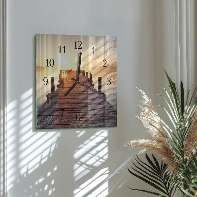 Quadratische wanduhr modern Brücke über den See