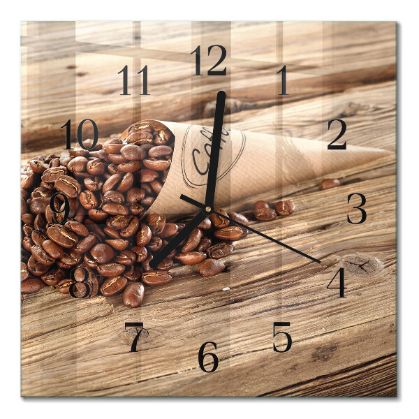 Moderne wanduhr quadratisch Kaffeebohnen