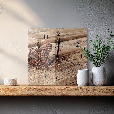 Moderne wanduhr quadratisch Kaffeebohnen